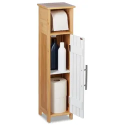 Relaxdays Toilettenpapierhalter stehend Holzoptik Weiß,Hellbraun