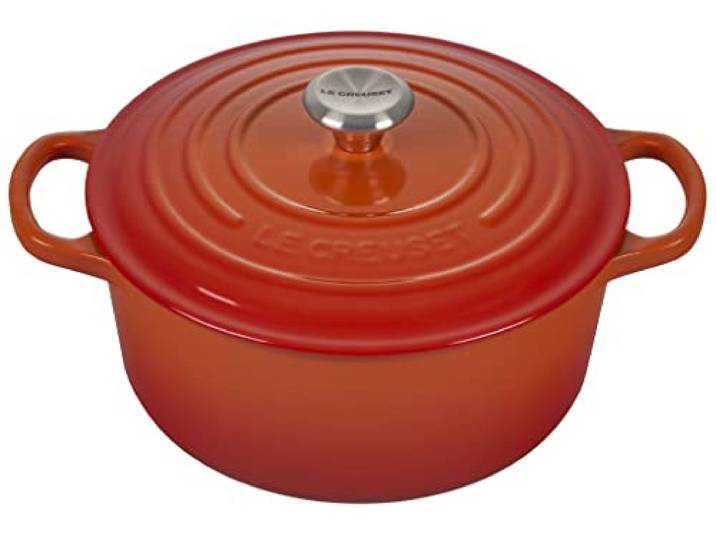 Le Creuset Signature Enamelled Cast Iron Round Casserole Dish With Lid\, 22 cm\, 3.3 Litre\, Volcanic\, 21177220902430