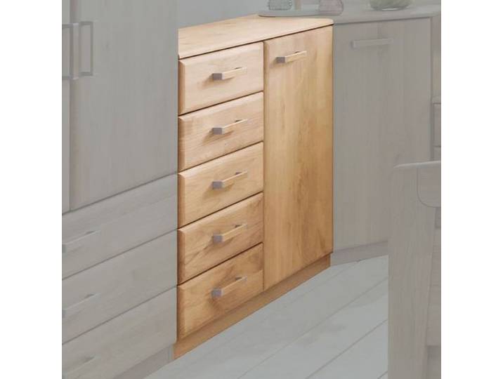 Kommode Sanando Erle teilmassiv mit Schubladen H:72cm/B:93cm/T:37cm klassischer Stil, Schubkasten Soft-Close