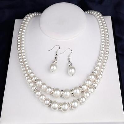 Halskette Ohrring For Damen Perlen Party Hochzeit Geschenk Perlen Doppelstrang / Brautschmuck-Sets / Täglich / Verlobung