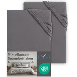 NYVI Spannbettlaken DreamScience Mikroflausch - Kuschelweiches & Wärmendes Bettlaken Spannbetttuch Farbe:anthrazit;Größe:180x200 - 200x200 cm (2er Pack)