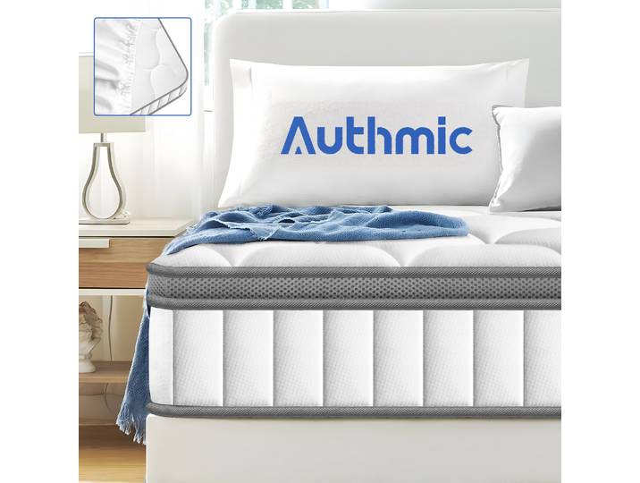 Matelas AUTHMIC – Ressorts ensachés, support adaptatif à 7 zones, épaisseur 25 cm, respirant et respectueux de la peau, matelas de lit moyen et ferme