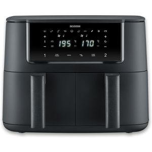 Severin Heißluftfritteuse FryLight, FR 2463, XXL, 10 Programme, schwarz, Doppelkammer 2x 4 Liter