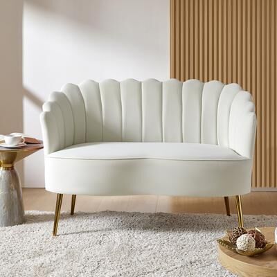 HULALA HOME Monica Modern Upholstered 50.2'' Velvet Tufted Back Loveseat with Flower Shaped Back Design
