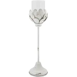 Chic Antique Weißes Vintage Windlicht auf Fuß, H43/Ø 12 cm antique creme