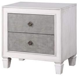 Benjara Nightstand with 2 Drawers and Diamond Handle, Gray