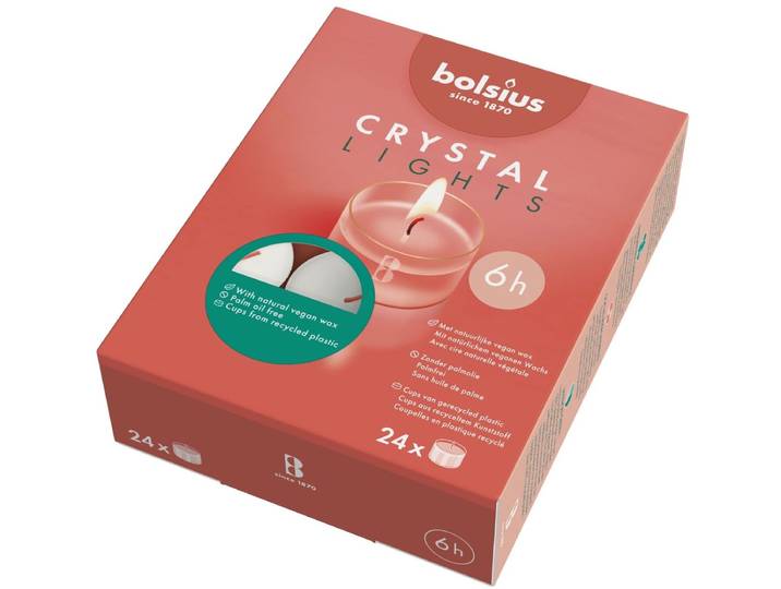 Bolsius - Theelichten - 24 stuks per verpakking - Clear cup - Doos