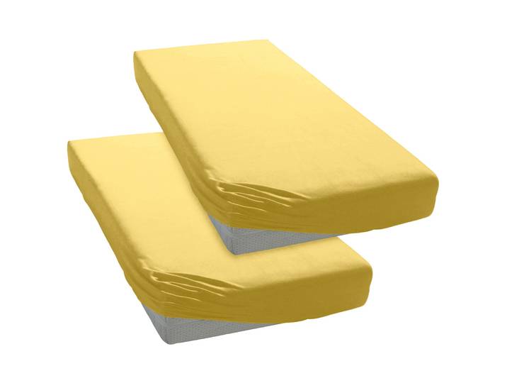 Spannbettlaken GOODPRODUCT PAPRIKA Microfaser-Jersey und warme Fleece-Qualität , gelb, B:90cm L:200cm, Microfaser-Jersey, Obermaterial: 100% Polyester, Bettlaken, Spannbettlaken, Bettlaken Laken Spannbettuch, schnelltrocknend