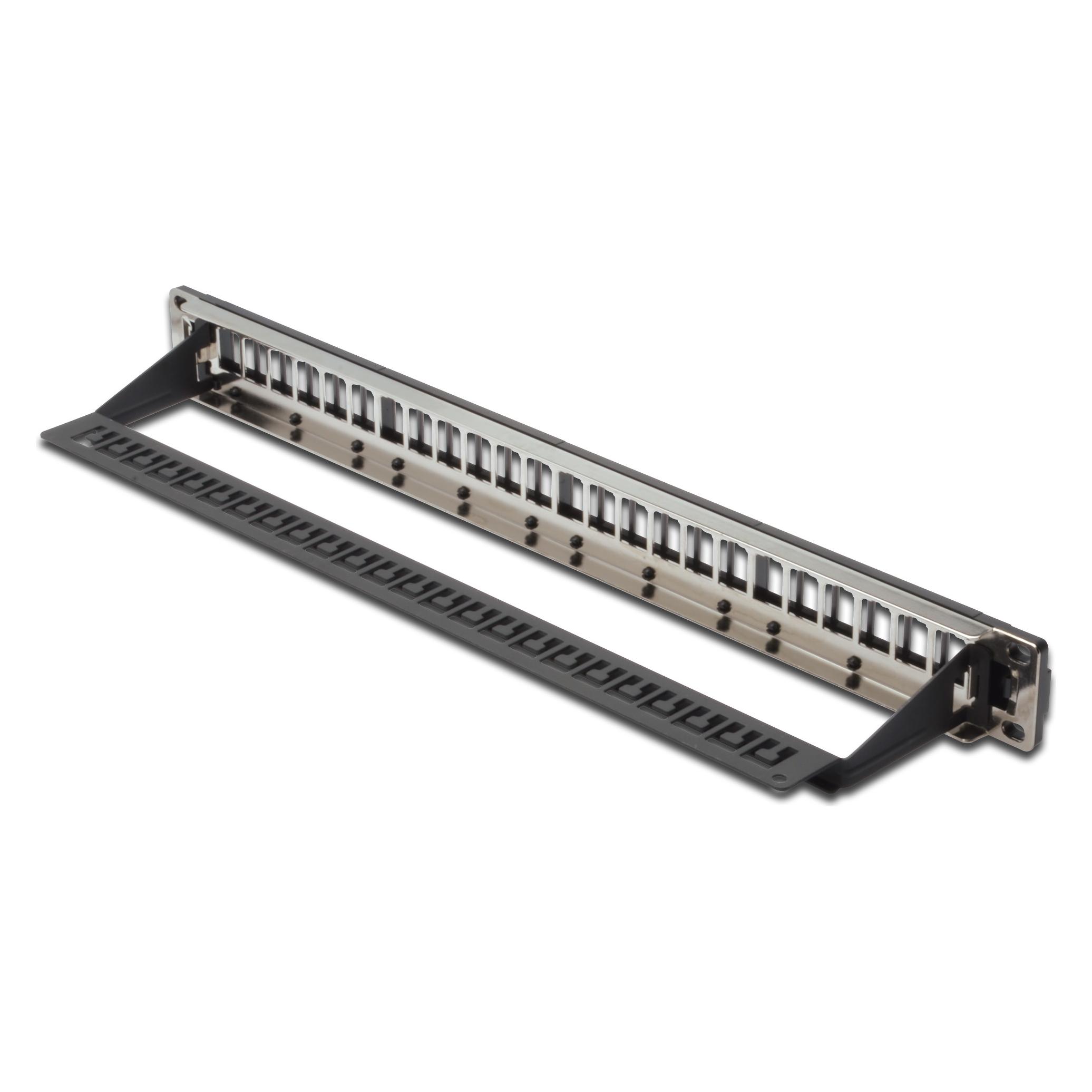 Digitus Modulares Patch Panel geschirmt 24-port Blank 1HE Rack Mount Farbe Schwarz transparente Logofelder (DN-91411-LF)