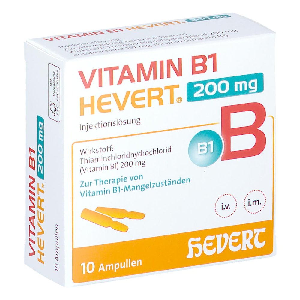 Hevert-Arzneimittel GmbH & Co. KG Vitamin B1 Hevert 200 mg Injektionslösung Ampullen 19831583