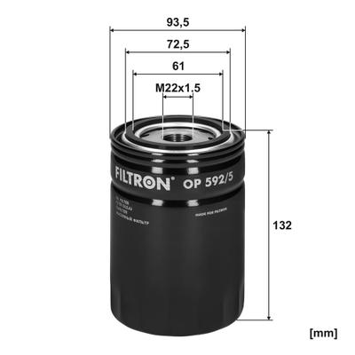 FILTRON Ölfilter OP 592/5 Anschraubfilter 142mm GewindemaßM22x1.5 für Iveco Fiat Peugeot Citroën