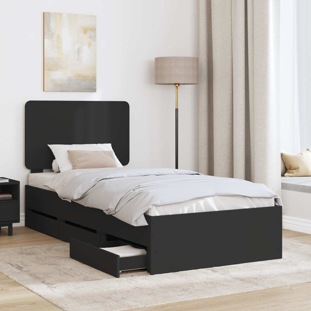 East Urban Home Bed Frame Black European Single (90 x 200 cm)