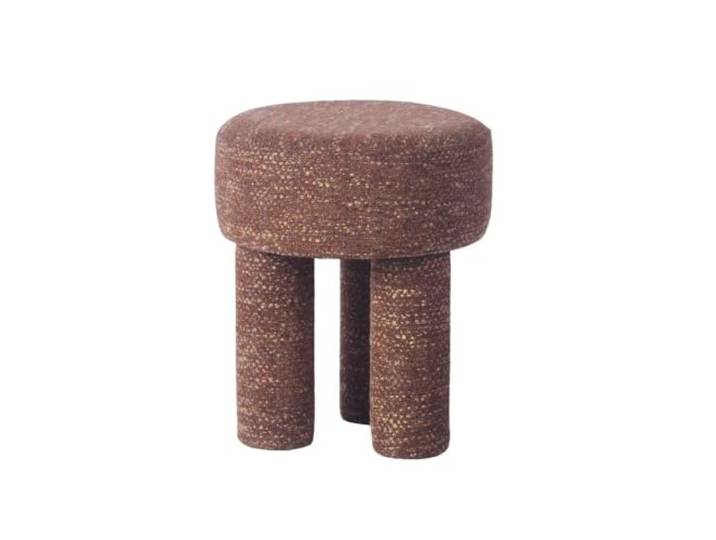 Sitzhocker gepolstert Einfacher runder Hocker aus massivem Holz Gepolsterter niedriger Hocker mit gestreiftem Stoff, leichter Sofahocker for das Wohnzimmer(D 45X45X45cm)