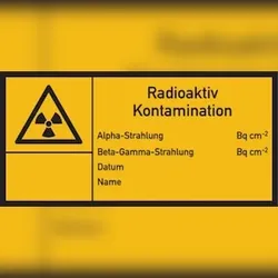 König Werbeanlagen Warnschild Strahlenschutz Radioaktiv - Kontamination (E100) - 148x74 mm Folie selbstklebend