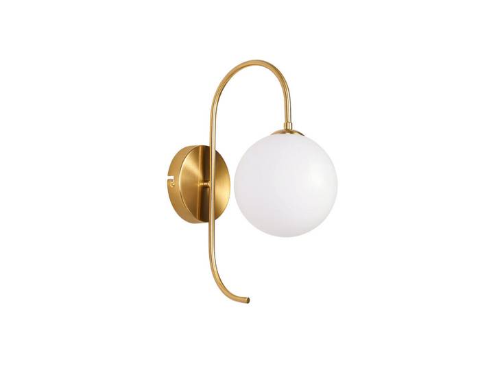 ZMH Wandleuchte Thromar 26/15/36 cm, Goldfarben, Weiß, Metall, Glas, Mode, G9, 15x36x26 cm, Lampen & Leuchten, Innenbeleuchtung, Wandleuchten