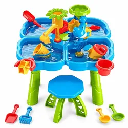 Relaxdays Wasserspieltisch Kinder Hocker & Zubehör Blau,Grün,Rot