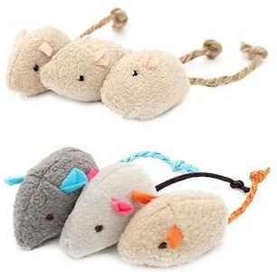 Inspire Select Interactive Catnip Mouse Toy Set Faux Fur Rattle Cat Toys For Indoor Cats, Random Mixed Colors random Color 24 Pcs