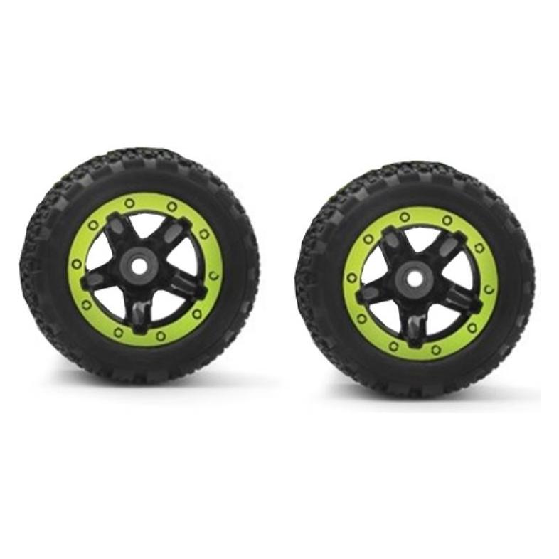 Blackzon Slayer ST Wheels/Tires Assembled (Black/Green) (BL540094)
