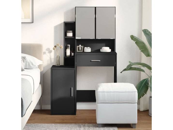 SALE 2025 Coiffeuse meuble moderne à femmes - Coiffeuse avec armoire noir 80x35x132 cm 30 15 Kg 9068