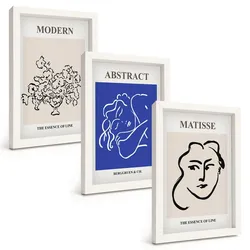 BILDER SET 3er Set - 20x30 cm Weißer Rahmen - Matisses moderne Plakate