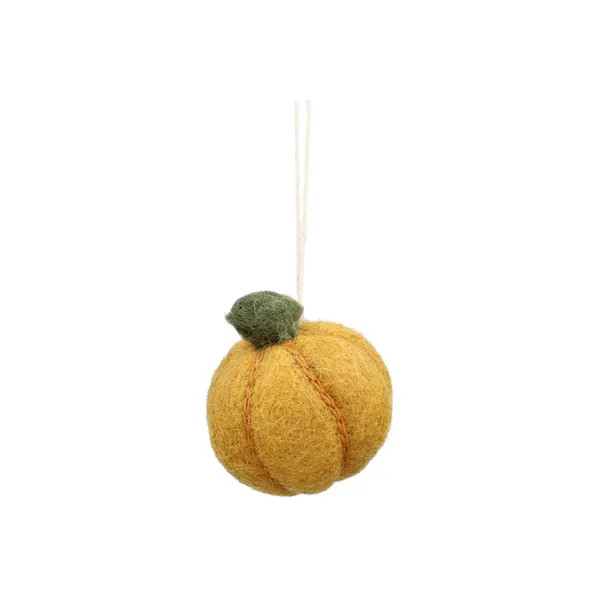 Dille & Kamille Pompoen hanger van geel vilt