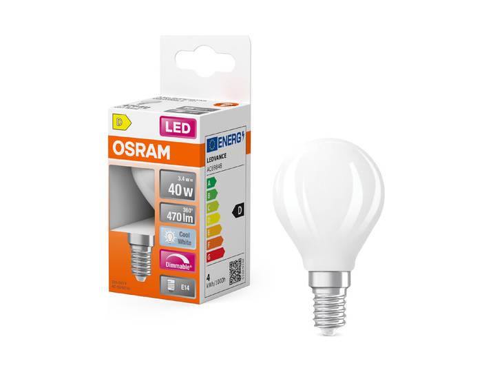 LED Tropfen P40 dim 3,4W 840 matt E14 kw