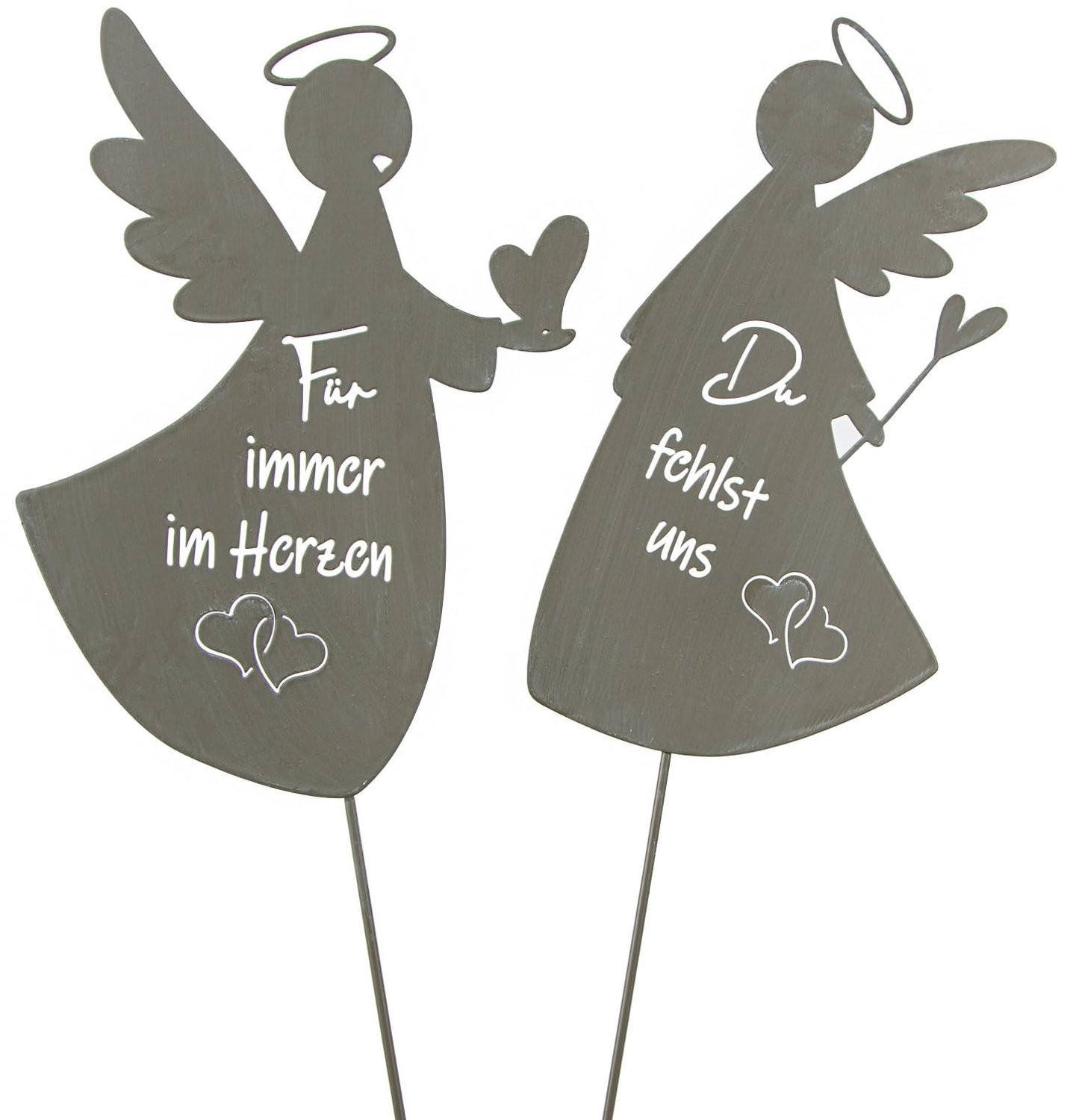 Set van 2 Metal Angel Grave Decoratie met Condolence Tekst