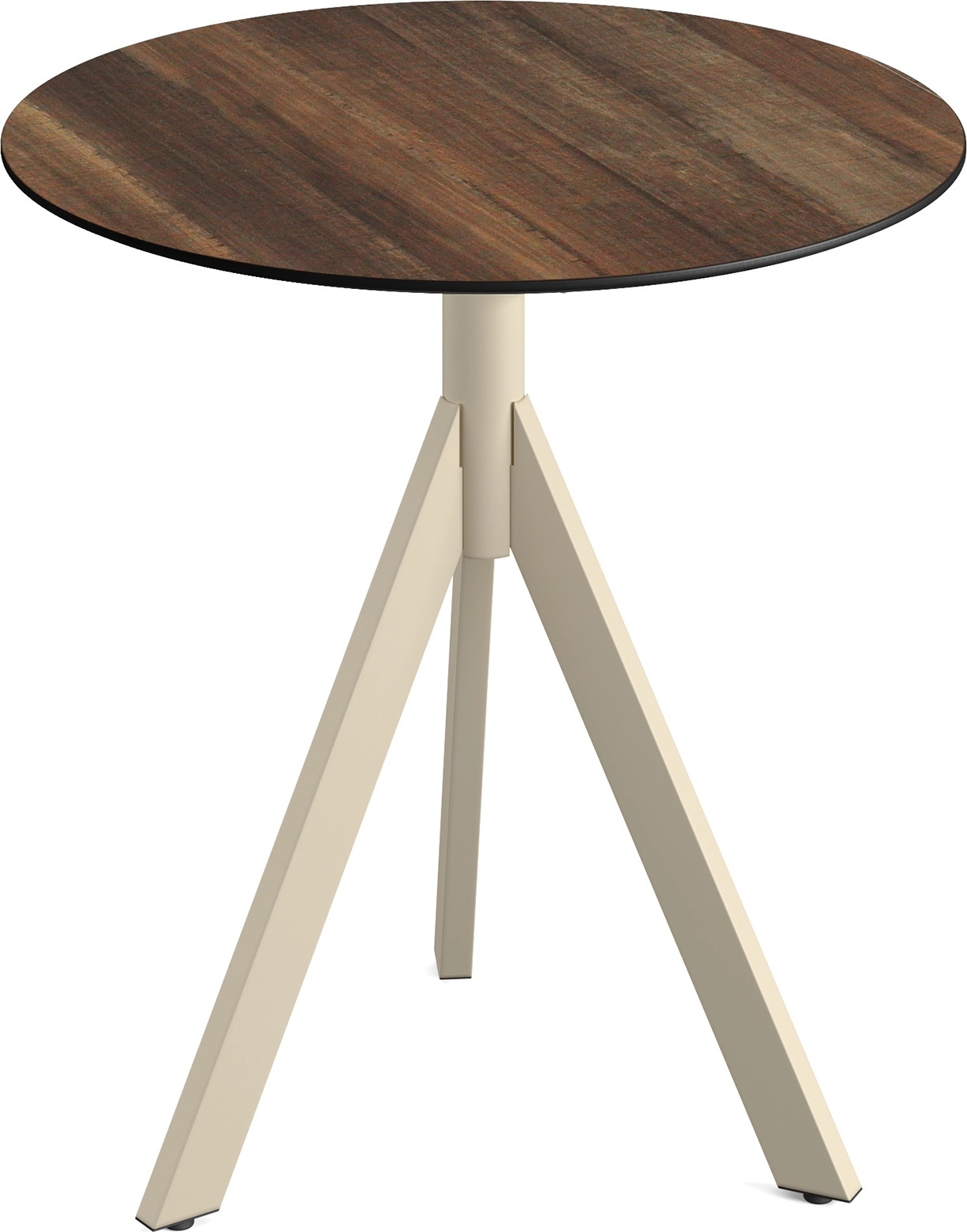 Infinity Tripod Terrassentisch Sand frame + Tropical Wood HPL Ø70 cm