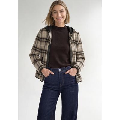 Kurzjacke STREET ONE, Damen, Gr. 44, beige (schwarz coffee), Stoff, Oberstoff: 80% Polyester, 20% Wolle. Kapuze: 100% Empty. Grundmaterial: 100% Polyester. Beschichtung: 100% Polyurethan. Futter: 100% Polyester, Jacquardmuster, comfort fit normal,...