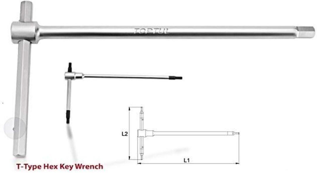6-Kant Stiftschlüssel HEX TOPTUL 2 mm Länge: 130mm mit Schiebegriff