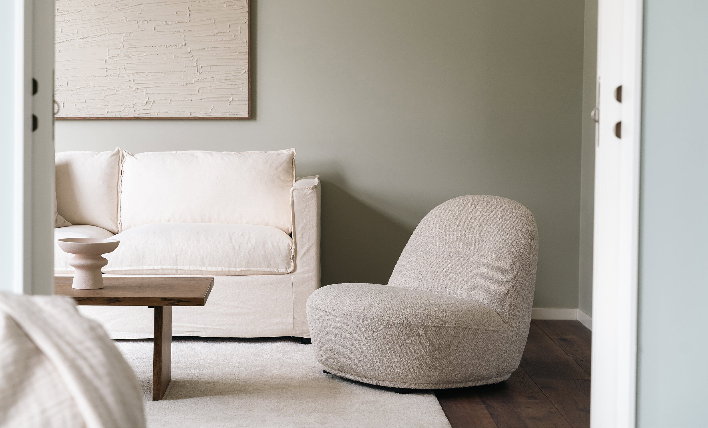 SoffaDirekt Boogi Fåtölj Bouclé Offwhite