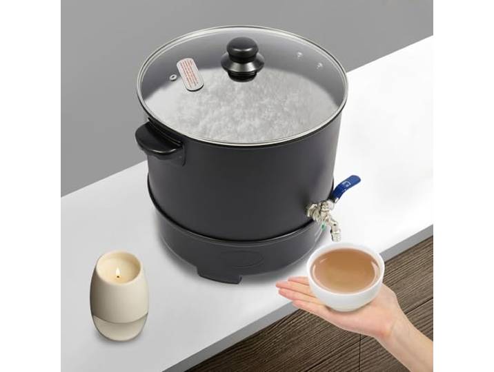 OMGGYER Wachsschmelzer Kerzenherstellung Kit, 10L elektrischer große Wachsschmelztopf Edelstähle Dampfwachsschmelzer Wachsschmelzgerät Für Kerzen Schmelztopf mit Ausguss und Temperaturregler