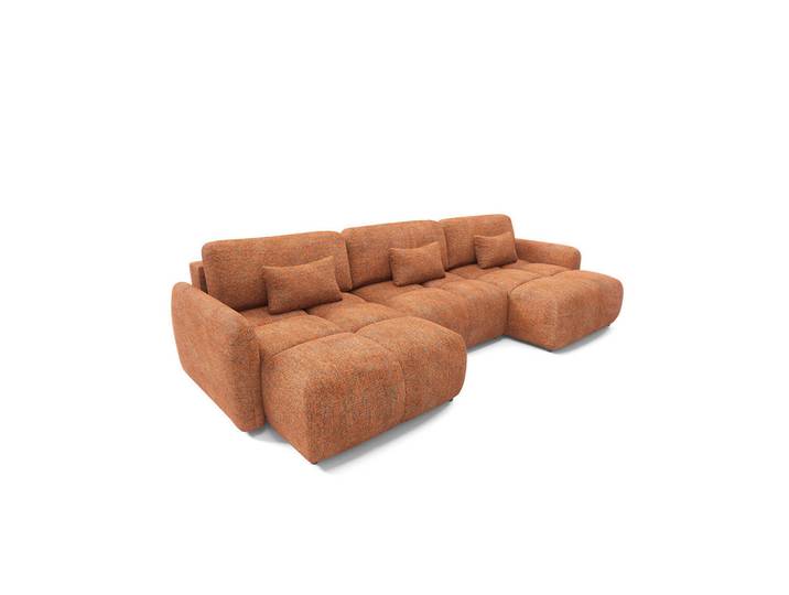 Petits-meubles Panoramasofa 5 Sitzplätze Orange, Holz, 340x95x165 cm, Wohnzimmer, Sofas & Couches, Sofas, Bigsofas