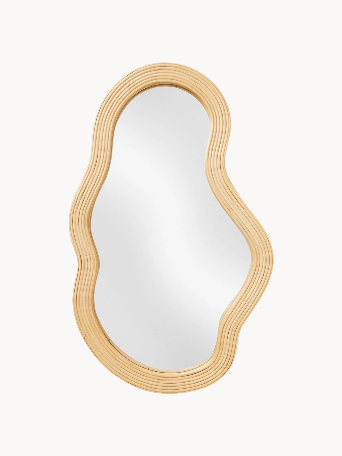 Ferm LIVING Wandspiegel Pond van rotan in beige organische vorm