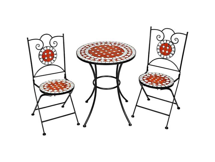 tectake Mosaik-Gartengarnitur Neapel, filigranes Design, braun, Braun, Keramik, Gartenmöbel, Gartengarnituren, Gartenmöbel-Sets