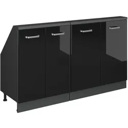 Vicco, Kommode + Sideboard, Dachschrägenschrank-Set Rion, Schwarz Hochglanz/Anthrazit/Anthrazit, 2er Set (46 x 140 x 83.80 cm)