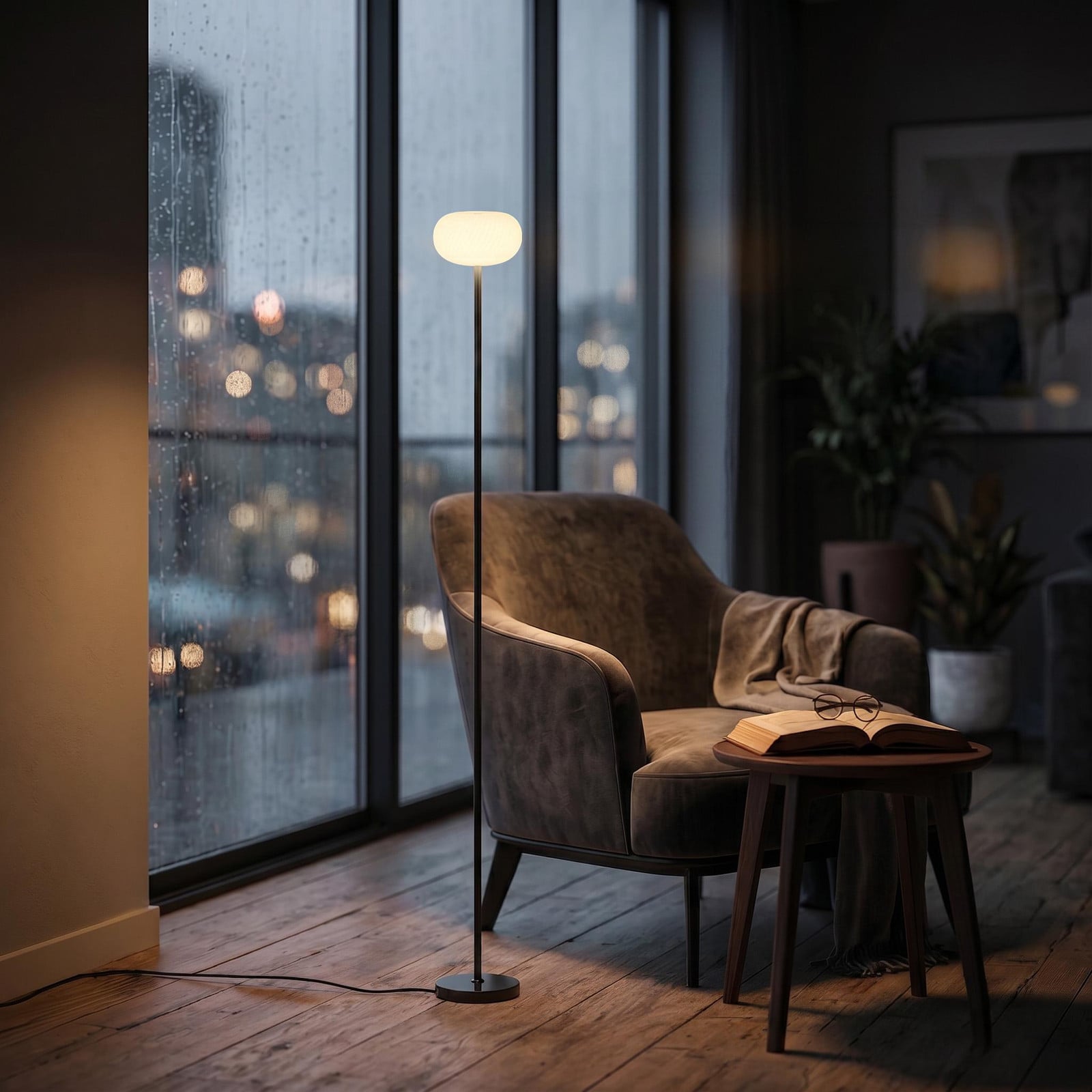 Northpoint LED designvloerlamp voor woonkamer en slaapkamer, dimbaar, 661 lumen, warm wit (3000 K), zwart