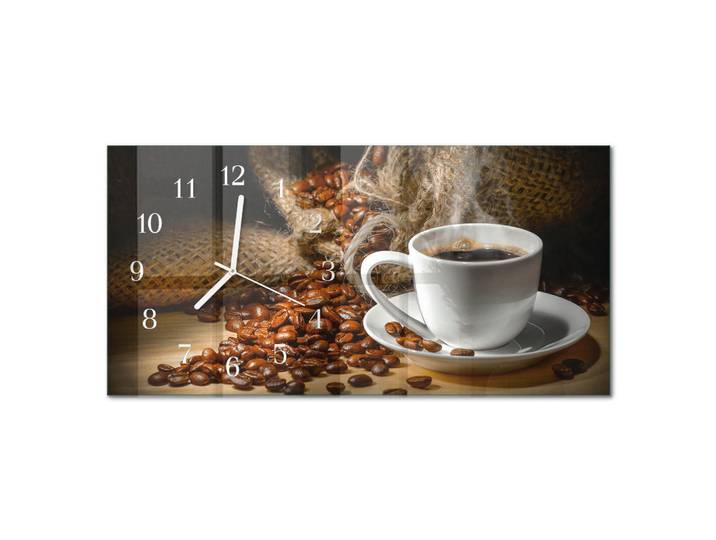 Tulup Wanduhr 60x30 cm - Chilischoten, Braun, Glas, Rechteckig, 60x30x0.4 cm, Dekoration, Uhren, Wanduhren