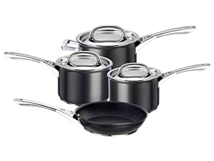 Circulon Infinite topfset induktion 4 teilig - Antihaft-Töpfe und kochtopf set mit Edelstahldeckeln und griffen, hochwertigem spülmaschinenfestem Kochgeschirr, schwarz