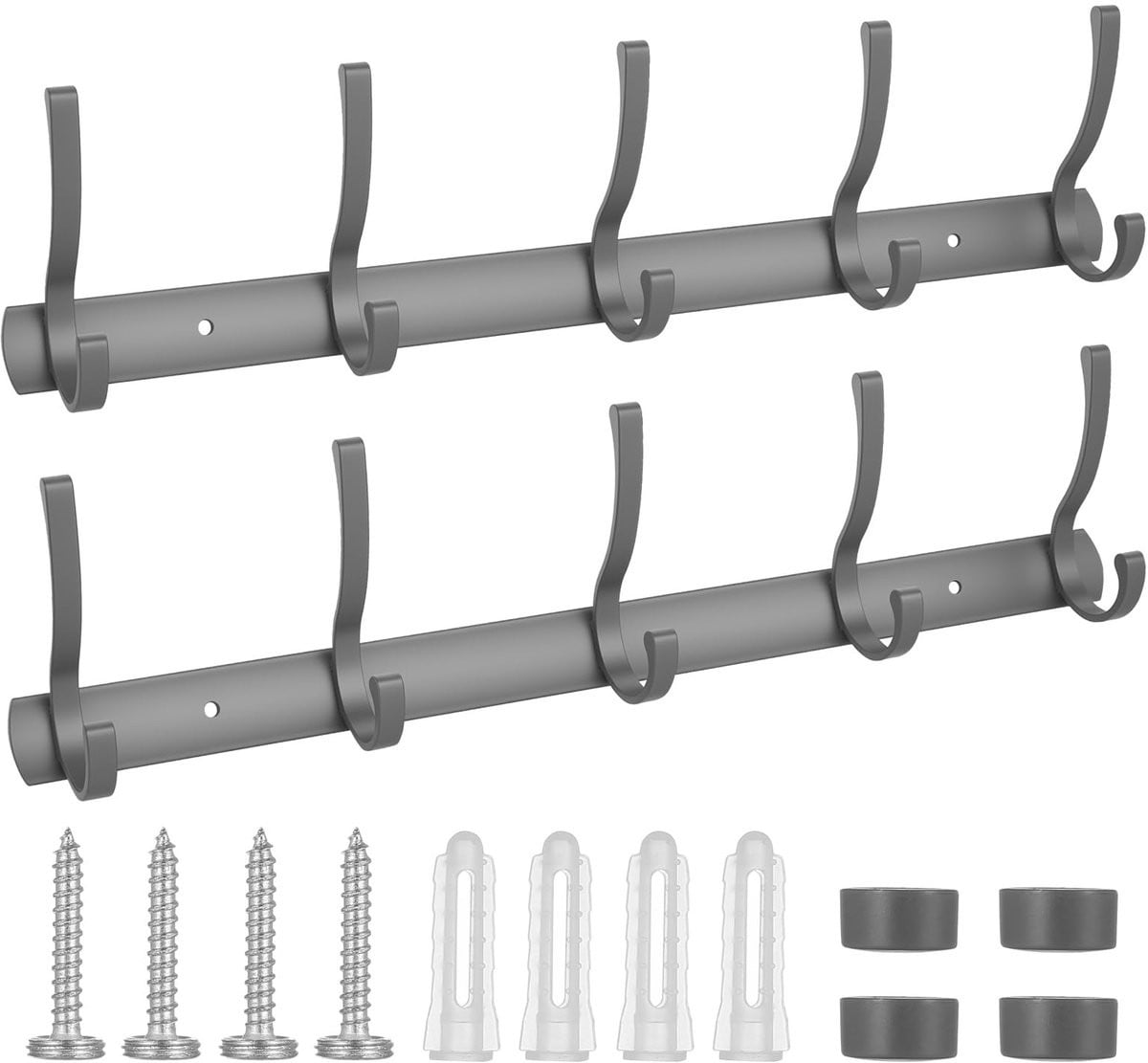 Unyqoos Zwarte metalen wandgarderobe met vijf stevige haken