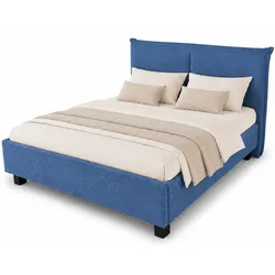 FMP Polsterbett Kord Paris 160x200 cm blau 10 cm hoch alufarben