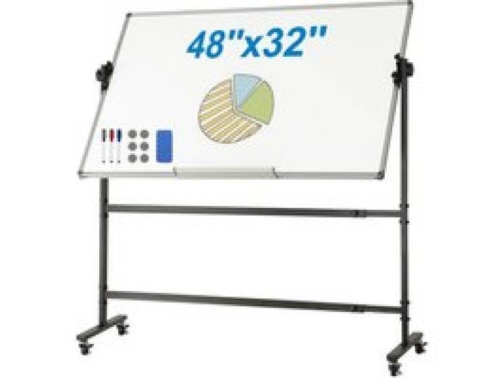 VEVOR oprolbaar whiteboard, 48 x 32 inch, dubbelzijdig magnetisch mobiel whiteboard, 360° draaibaar, in hoogte verstelbaar whiteboard met wielen en verplaatsbare lade