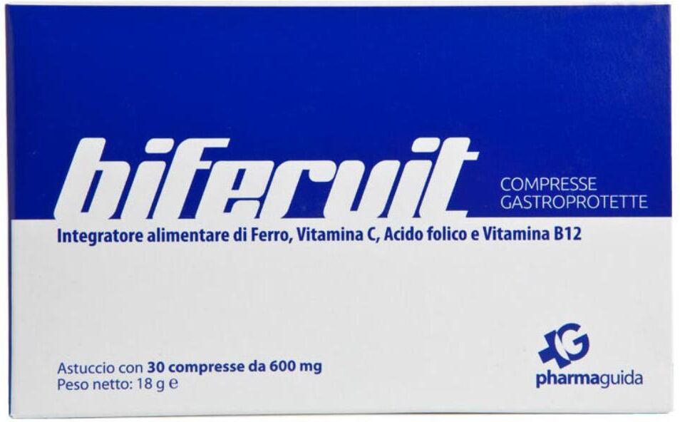 PHARMAGUIDA Srl Bifervit 30 Compresse - Integratore di Ferro, Acido Folico, Vitamina C e Vitamina B12