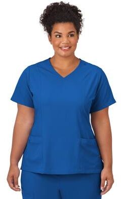 Plus Size Women's Jockey Scrubs Women's Mock Wrap Top by Jockey Encompass Scrubs in Royal (Size M(10-12))
