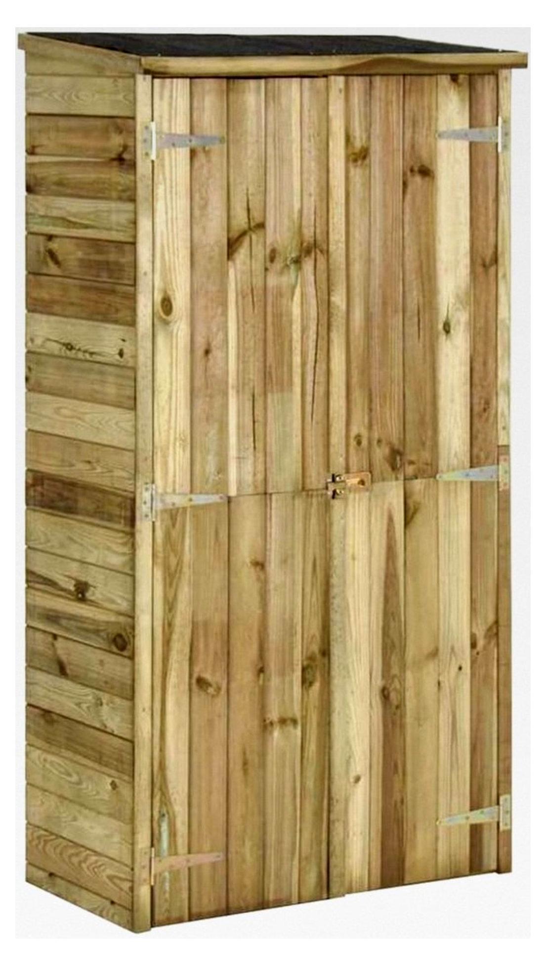 Geräteschuppen aus Kiefernholz 85×48×177 cm mit 3 Regalböden und 2 Türen für den Außenbereich