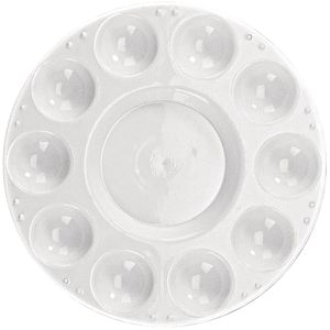 Rayher Mischpalette 3750400, 10 Mulden, aus Kunststoff, weiß, rund, Ø 17,5 cm