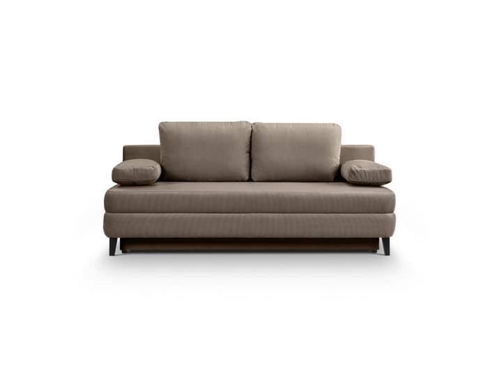 Mid.you Schlafsofa Sorto, Beigebraun, Holz, 3-Sitzer, Füllung: Polyurethan (PUR),Polyurethan (Pur), 200x91x100 cm, Made in EU, FSC Mix, Liegefunktion, Wohnzimmer, Sofas & Couches, Schlafsofas, Schlafsofas mit Bettkasten