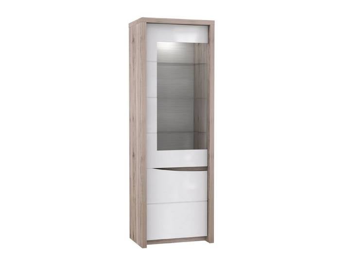 Newroom Vitrine Sandeiche 63 cm Vitrine Sandeiche Modern Vitrinenschrank Glasvitrine Wohnzimmer