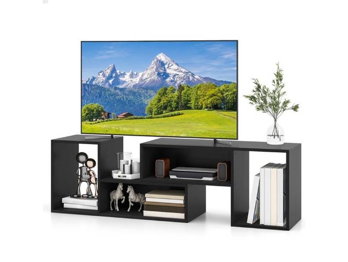 COSTWAY 60  Meuble TV 2 Pcs Modulaires Meuble TV Angle pour Recoin Combination Libre Meuble TV Angle pour Salon Chambre Noir