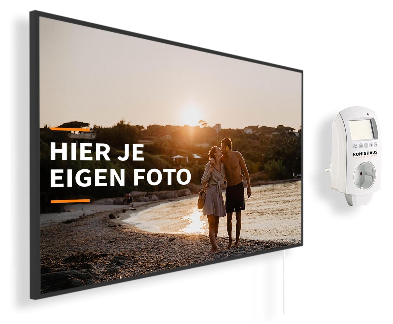 Selius Infrarood Verwarming Fotoverwarming - 600 Watt - 8-16 m2 - Zwart Frame - Wandmontage